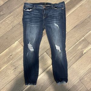 Judy blue dark wash ripped ankle jeans